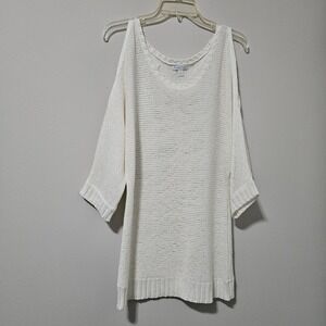 Lightweight Cream Knit Cold-Shoulder Sweater